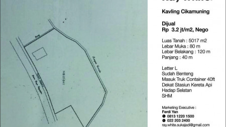 DIJUAL TANAH LOKASI SANGAT STRATEGIS. DEKAT PINTU TOL CIKAMUNING.