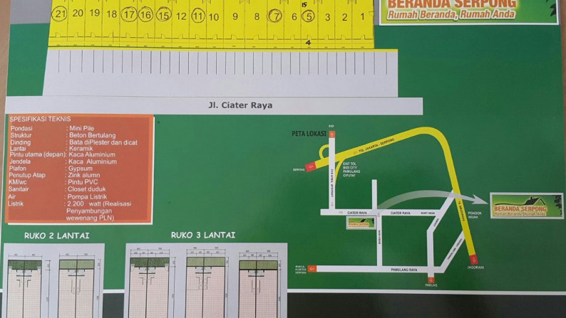 Dijual Beberapa Ruko di Jl. CIater Raya- Ciater, Tangerang