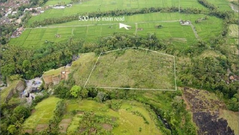 Tanah Lembah Pinggir Sungai 2,6 ha di Pujut Paku