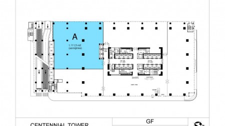 Office Space Ground Floor Centennial Tower Gatot Subroto Cocok untuk Bank, Starbucks 1,111.5 m