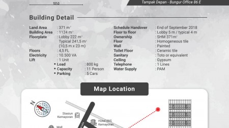 Ruko Bungur Besar ada lift unit, Luas 371m2