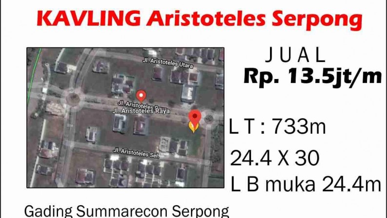 Kavling Lokasi Cluster Aristoteles Residence  Gading Serpong