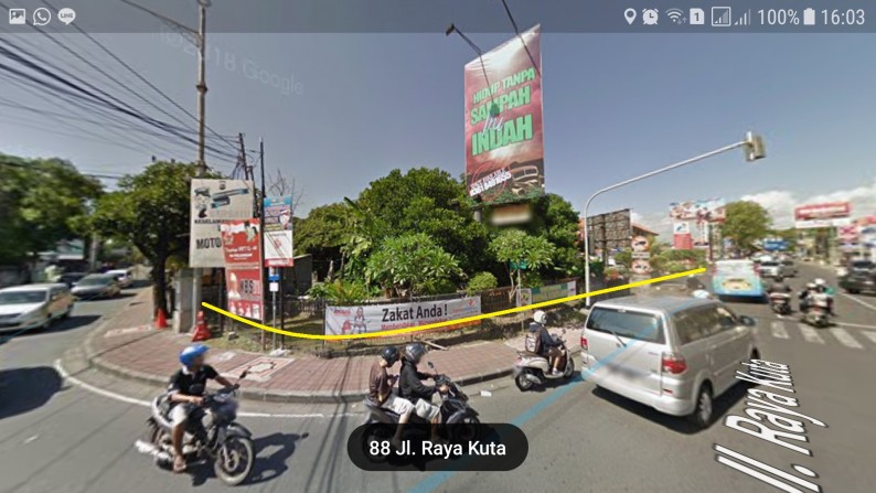 PRIME LOCATION!! Posisi Hook 4000m2 di Raya Kuta, dkt Sunset Road