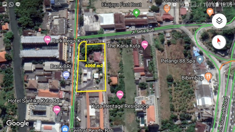 PRIME LOCATION!! Posisi Hook 4000m2 di Raya Kuta, dkt Sunset Road