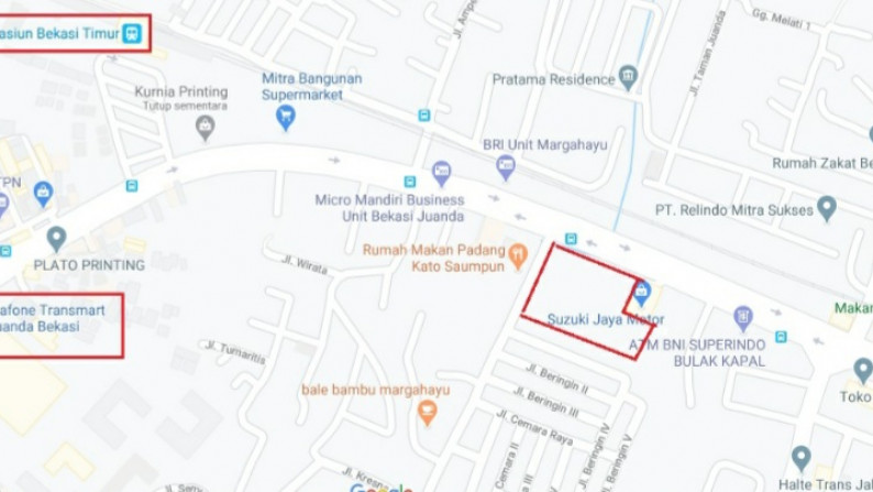 Tanah Dijual lebar muka 86m2, Bentuk L Di Jl Ir. H. Juanda, Luas 8700m2