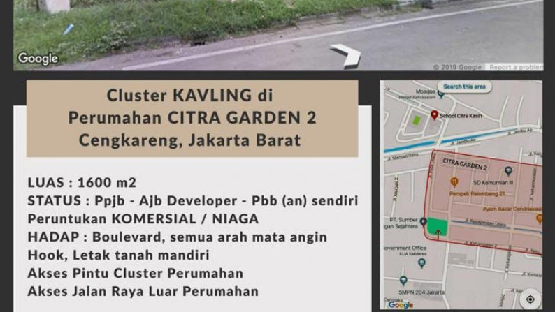 Jual Tanah di Perumahan Citra Garden