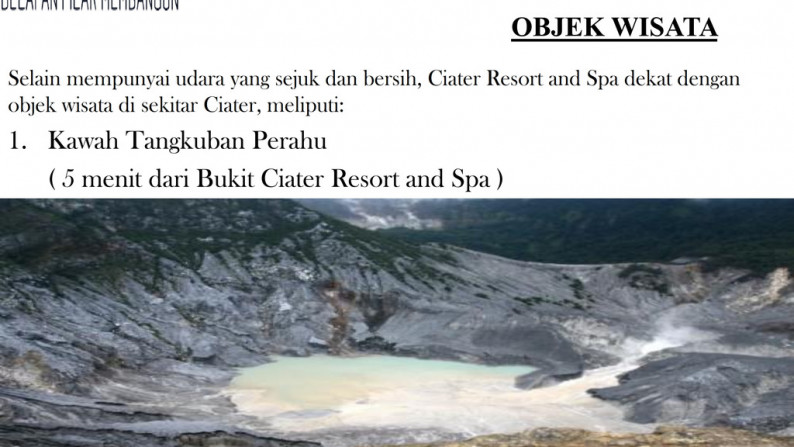 Dijual Bukit Ciater Resort & Spa, Ciater Lembang, Jawa Barat